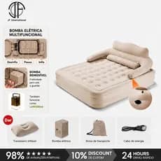JF Queen Inflatable Mattress with Backrest and Rechargeable Electric Pump