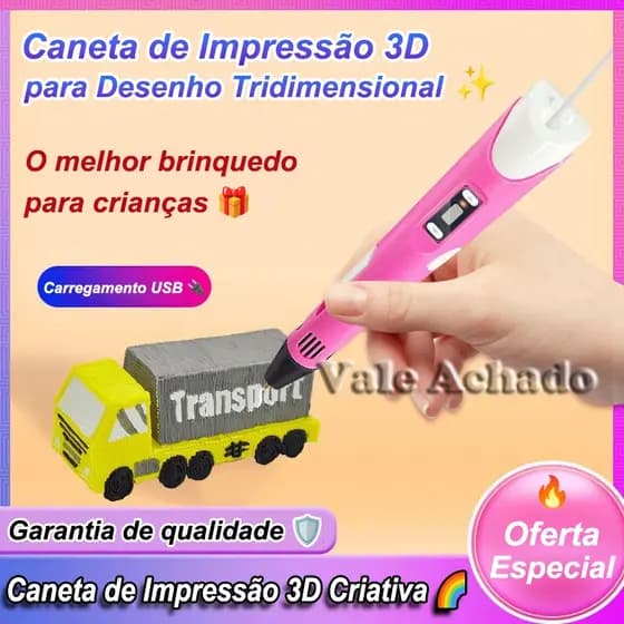 Caneta 3D Infantil Impressora Pintura Desenho DIY 3D Refil Filamento Plástico Seguro Para Crianças