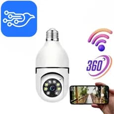 Câmera IP WiFi Sem Fio Giratória De 360 Graus Com Soquete De Lâmpada , PTZ , Full HD , Visão Noturna , Segurança , Aplic