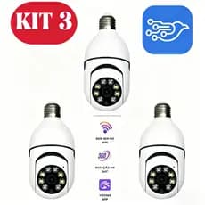 Câmera IP WiFi Sem Fio V360 pro APP Rotativo 360 Com Lâmpada Tomada Rosca PTZ Full HD Visão Noturna Segurança