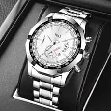 Relogio Masculino Luxo Prova Da água Original Preto Esportivo De Aço Cronógrafo Quartzo