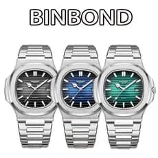 Relógio masculino luxuoso Original em aço inoxidável BINBOND