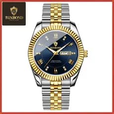 Relógio Para Homens Diamante Vestido De Negócios Analógico Quartzo Aço Inoxidável À Prova Dwaterproof Água Luminosa Data
