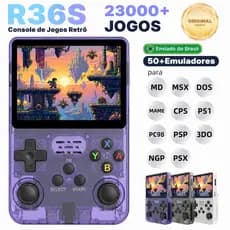 【Original 】Console Portátil R36S 128GB Videogame Retrô 3.5 IPS 23000+ Jogos 50+ Emuladores Para PS1/N64/GBA Presente