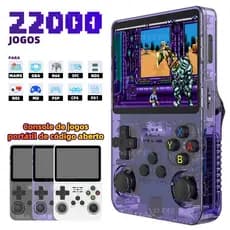 Console Retrô Portátil Original R36S: 22 Mil Jogos Inclusos PS1/SNES, Tela 3.5”. Presente Perfeito!50+ Emuladores