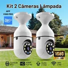 2 Unidades V360 PRO E27 Câmeras De Lâmpada 360 De Segurança Wi-Fi ° Visão Noturna À Prova D'água