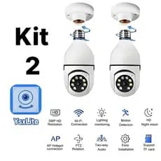 Câmera De Segurança IP YsxLite Wi-Fi 360 ° Lâmpada Giratória Com Soquete De Parafuso , Visão Noturna full HD , Tensão Du