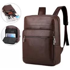 Mochila De Moda Masculina De Grande Capacidade De Couro PU À Prova D'água Negócios Multicamadas Pode Conter Computador