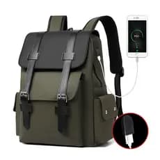Mochila Masculina Casual De Grande Capacidade PU À Prova D'água Para Laptop Empresarial Bolsa Com Porta USB Unissex