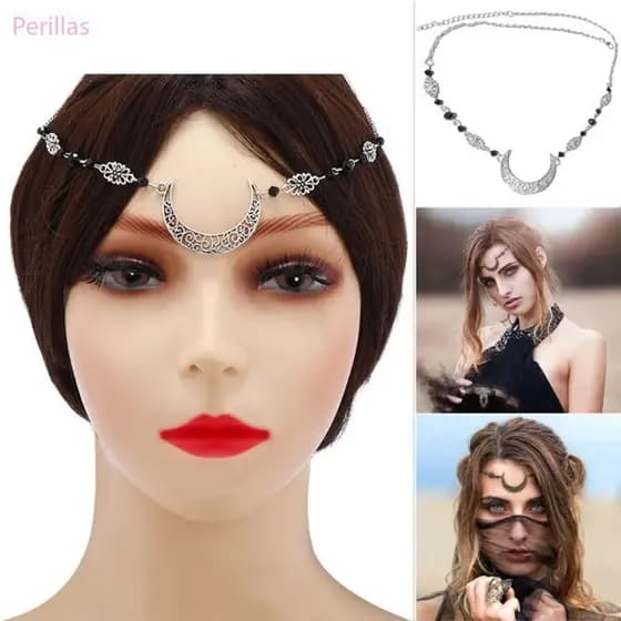 Perillas Étnico Testa Bandana Boêmio Jóias Cabelo Oco Lua Hairband Antiderrapante Frontlet Feminino
