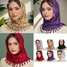 Perillas Elegante Franjas Rendas Mantilla Véus Para Igreja Católica Massa Headcover Muçulmanos Hijab Lenço Ca
