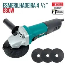 【Hanabi】 Esmerilhadeira Lixadeira Angular 880W 115mm 11000RPM Hanabi Profissional com 3 Discos