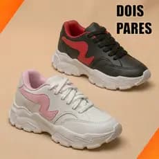 Kit 2 Tênis Estilosos Feminino Lyron Chunky Sola Plataforma Tratorado Luar