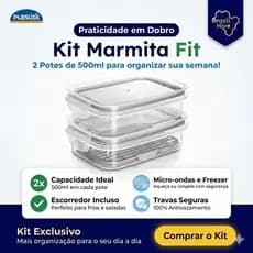 Porta Frios Com Escorredor Kit com 2 Plasútil 500 ml Pote Hermético Com 2 Travas De Segurança