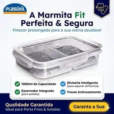Pote Hermético com Tampa Travas Vedação Divisórias Escorredor Porta Frios, Frutas, Saladas Marmitas