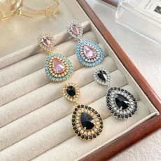 Luz de luxo dupla camada gota de água brincos de diamante banquete colorido zircão longo pendurado brincos