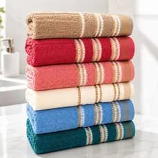 Kit 6 Toalhas de Rosto Banheiro Ibiza Canelada Premium 100% Algodão 45x65cm Alta Absorção Felpuda