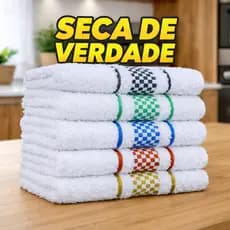 Kit 5 Panos de Copa Prato Cozinha Jacquard Atoalhado Premium 45x70cm Felpudo Panos de Limpeza