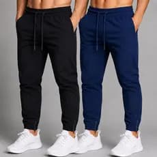 Kit 2 Calças Masculinas Jogger Tactel Elastano com Cordão Ajustável e Zíper na Barra