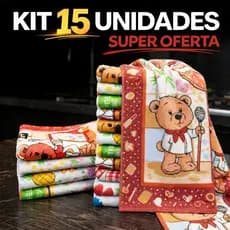 Kit 15 Panos de Prato Atoalhado 60x40cm Felpudo Panos Copa Decoração Cozinha