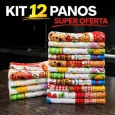 Kit 12 Panos de Copa Atoalhado 60x40 Felpudo Alta Absorção Pano de Prato Cozinha