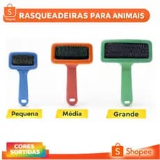 Rasqueadeira Escova Para Pets Cães e Gatos Tira Pelos Mortos Tamanho P M G Cores Sortidas