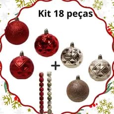 Tubo Kit 18 Peças Bolinha Bola de Natal Mista 6CM Glitter Estrela Alto Relevo Arabesco Vazado