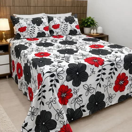 Colcha de Cama Casal Queen Jogo de Lençol 800 Fios 100% Algodão 2,30x2,50 Estampado Com Fronha