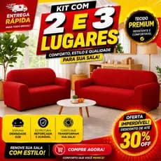 Capa de sofá 3 e 2 Lugares Ligadinha Coladinha Protetora Forro Malha Grossa Fria Premium