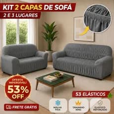 Capa De Sofá 3 E 2 Lugares Com 53 Elásticos King  com Fixadores de borracha em Malha Gel