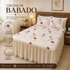 Colcha Cobre Leito Lençol Cama Queen Estampado Com Babado Com 2 Fronha Algodão Premium