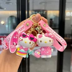 Novo chaveiro de gato KT, pingente de presente, boneco fofo, acessório de bolsa em estilo cartoon, brinquedo de desenho