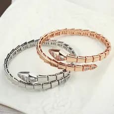 Nova primavera cobra osso pulseira Design aberto cobra viva pulseira elástica 18K ouro prata
