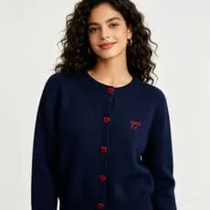 Doce usar suéter de manga comprida feminino 2025 início da primavera Base interna camisa suéter jaqueta cardigã Top