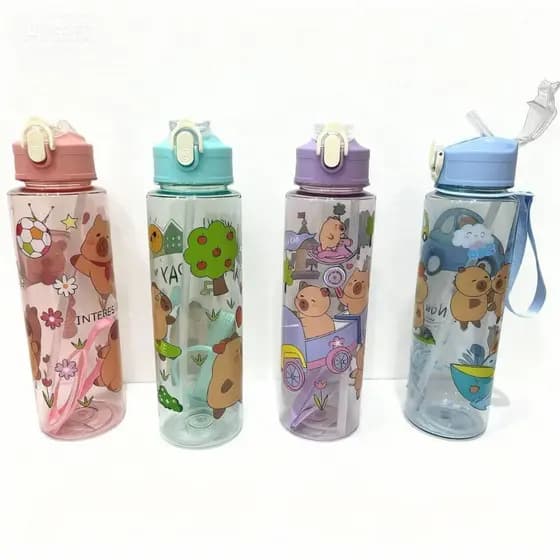 Garrafa Kapivara Garrafinha 750ML COM CANUDO Lancheira Escolar Infantil Passeio Academia  lembrancinha suco 2