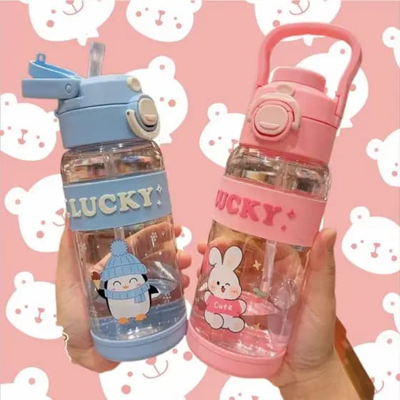 Garrafa de agua 700ml Infantil Bico Duplo e Trava de Segurança + Alça Removível Antivazamento