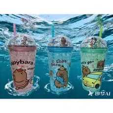 Copo Fofo Kapivara Acrílico Brilhoso Parede Dupla Resistente Estampada Infantil/adolescente 480ml