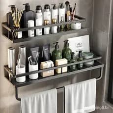 Prateleira Banheiro Kit AcessóRios Para Banheiro Suporte Shampoo De Parede Toalha De Prateleira CosméTica Organizador