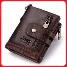 Jeep Carteira Masculina De Couro Genuíno Com Zíper