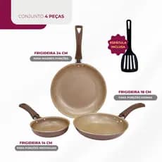 Conjunto Frigideira Antiaderente Com Espatula 24/18/14 Resistente Moderna
