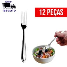 Kit 12 Garfo Mesa Talheres Aço Inoxidável Jogo Talher Alta Qualidade para Cozinha