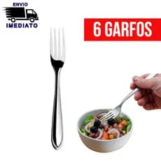 Kit 6 Garfo Mesa Talheres Aço Inoxidável Jogo Talher Alta Qualidade para Cozinha