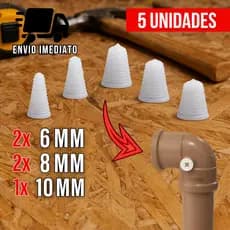 Kit 5 Tapa Furos para Cano d Água Furado com Rosca e 3 Medidas