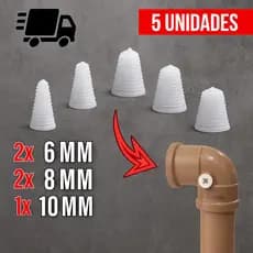 Kit 5 Tapa Furos para Cano de Água Furado com 3 Medidas e com Rosca
