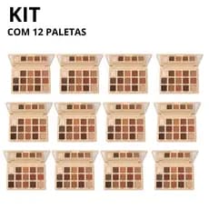 KIT 12 Paleta de Sombras Glass Mirror Shade 18 Cores Ruby Rose Make Completa Profissional Envio Full