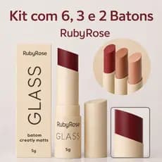 Kit Batom Ruby Rose Original Creamy Matte Glass Longa Duração Acabamento Aveludado Alta Pigmentação