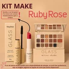 Kit Maquiagem Profissional Completa Ruby Rose Paleta 18 Cores + Batom Matte + Máscara Cílios