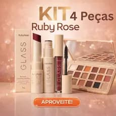 Kit 4 Peças Maquiagem Completa Ruby Rose Paleta Mirror Shade + Batom Matte + Máscara Cílios + Gloss