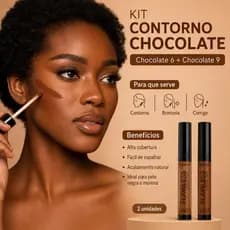 Kit Contorno Corretivo Ruby Rose Flawless Chocolate 6 e 9 Para Contorno Pele Morena e Negra