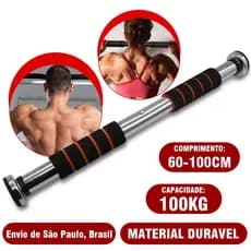 Barra Exercícios Porta Ajustável Extensora 100cm Ajustável de Crossfit e Calistenia Em Casa